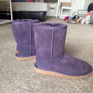 UGG Purple Suede Shearling-Lined Short Boots sz 8